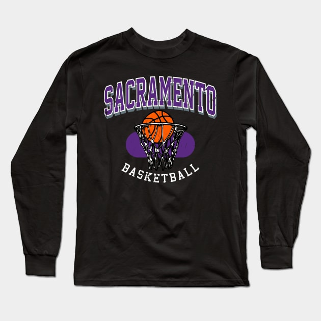 Vintage Sacramento Basketball Long Sleeve T-Shirt by funandgames